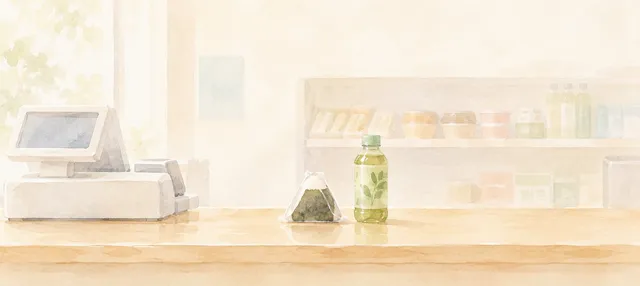 The counter of a Japanese convenience store.